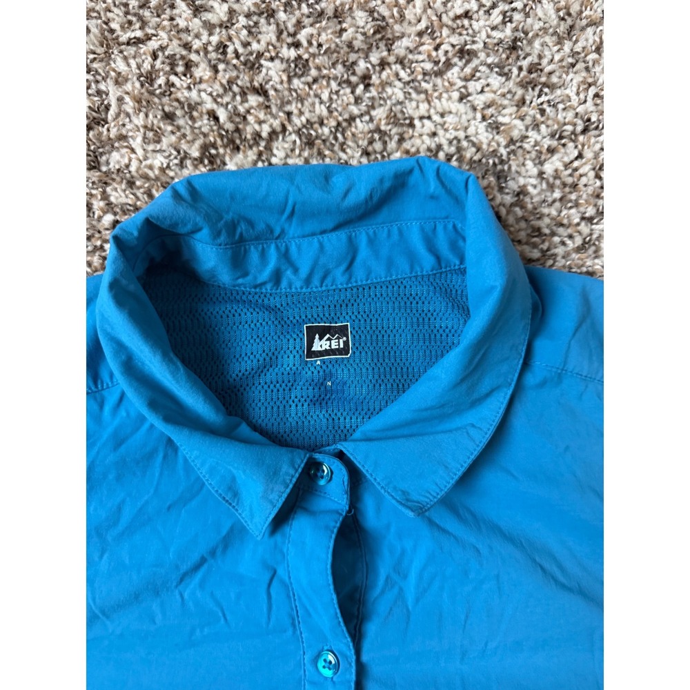 REI Co-op Mens Blue Short Sleeve Hiking Button Down Shirt Mesh Back Size M - Picture 2 of 7